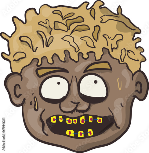 Hand-drawn cartoon illustration of a humorous caricature resembling a famous person. Playful and exaggerated features create a lighthearted, funny, and smile-inducing image. Perfect for editorial