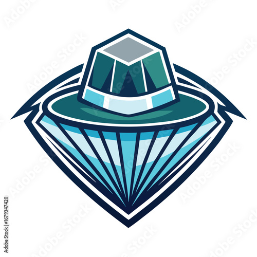 A logo design of a hat decorated with diamonds, an isolated graphic for luxurious and glamorous celebrations.