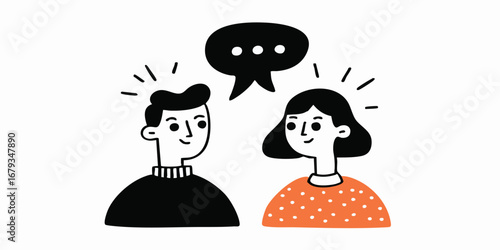 Two individuals engaging in a vibrant discussion, the creative illustration emphasizes the importance of effective communication, showcasing the exchange of ideas, opinions, and perspectives.