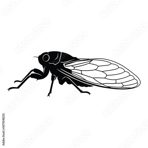 Vector art of black silhouette of a cicada