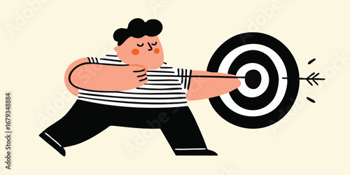 A determined individual sets their sights on hitting the bullseye. Capturing the essence of focus and the pursuit of precision in this illustration.