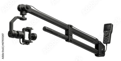 Camera jib crane with telescopic arm and remote control