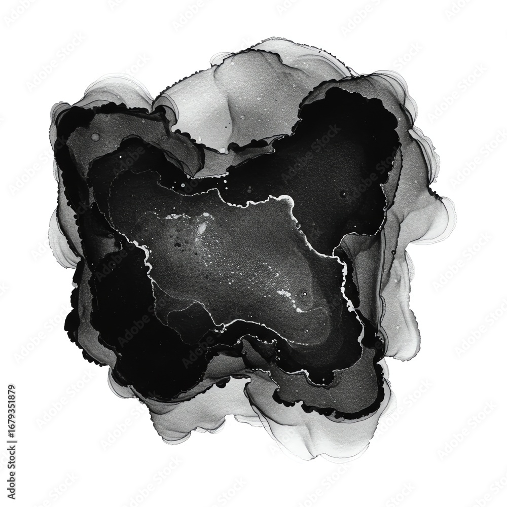 Fototapeta premium Black and gray ink swirl abstract art