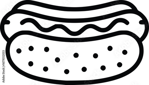 Delicious Hotdog Clipart Illustration Featuring a Freshly Baked Bun, Savory Sausage, and Tasty Toppings Making this a Perfect Addition