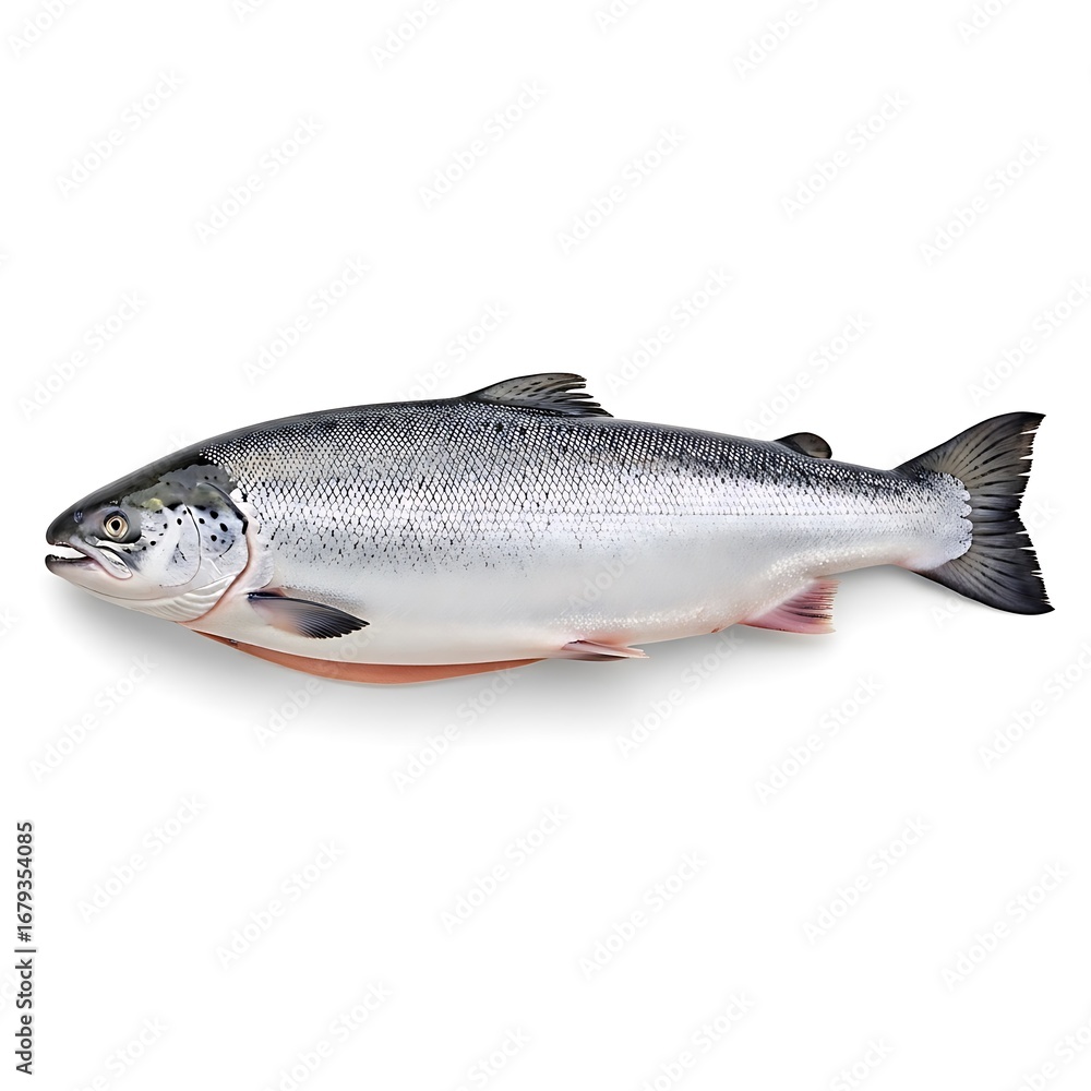 Obraz premium Fresh Raw Salmon Fish Isolated on White Background for Culinary Use
