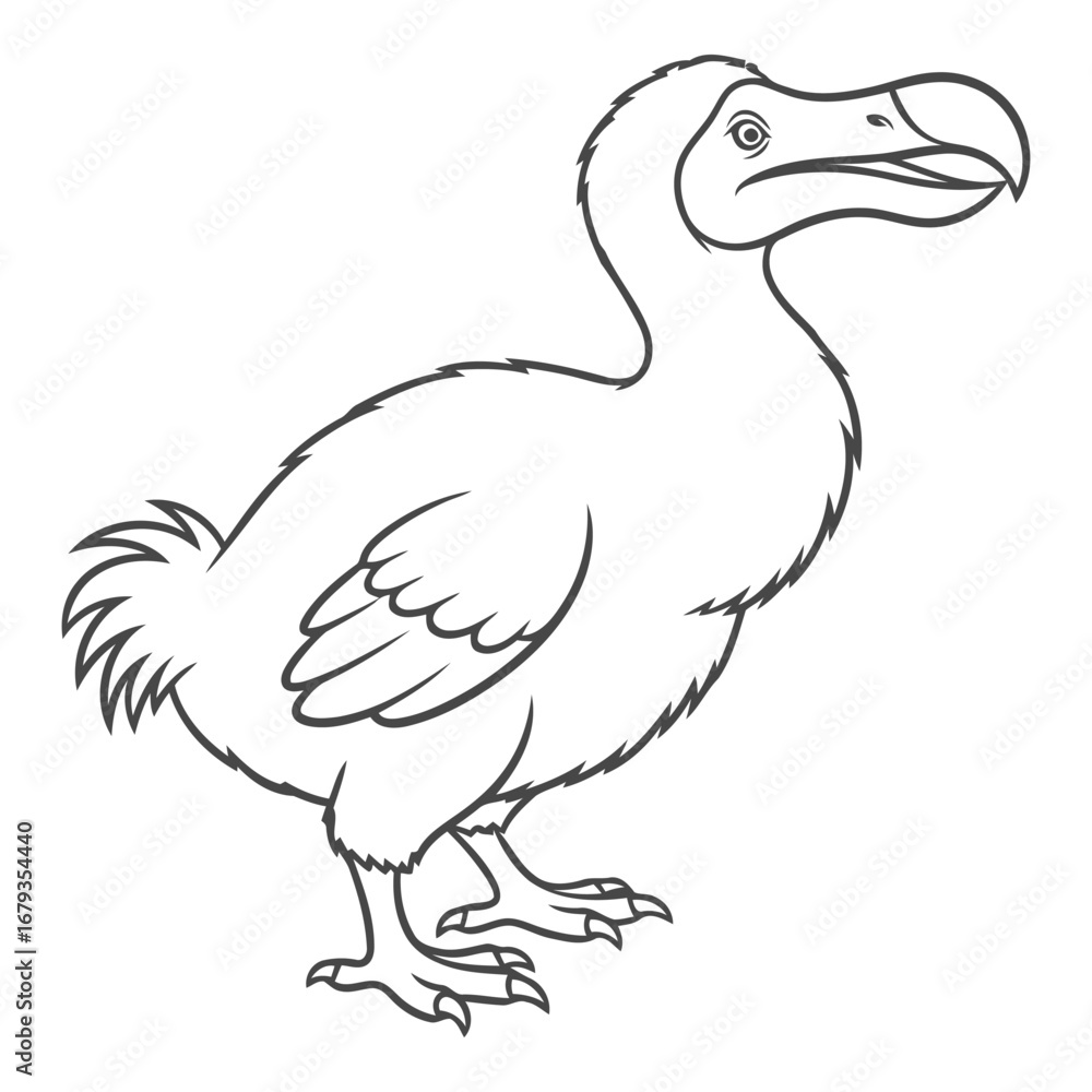 Fototapeta premium Vector art of line drawing of a dodo bird