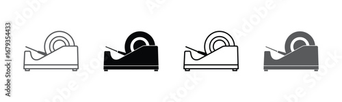 Tape dispenser icon in black color,Versatile tape dispenser icons for modern office use,Tape dispenser icon Black and white logo vector flat black simple illustration for web and app.