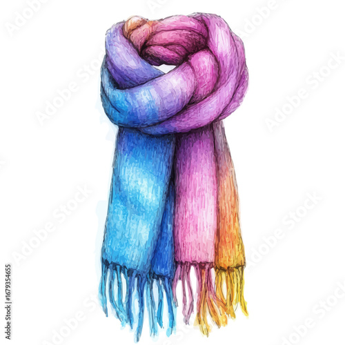 Beach Towel, watercolor painting vector, isolated on a white background.