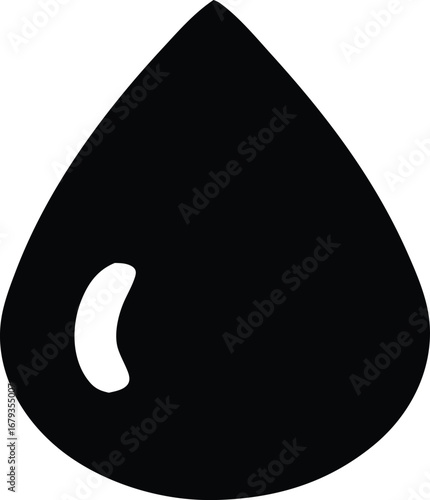Simple black drop shape icon represents water liquid fluid droplet symbol essential element abstract graphic simple form