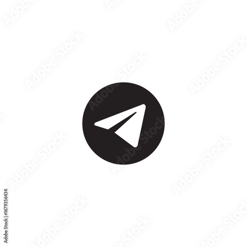 Simple black and white paper plane icon symbol for send messages