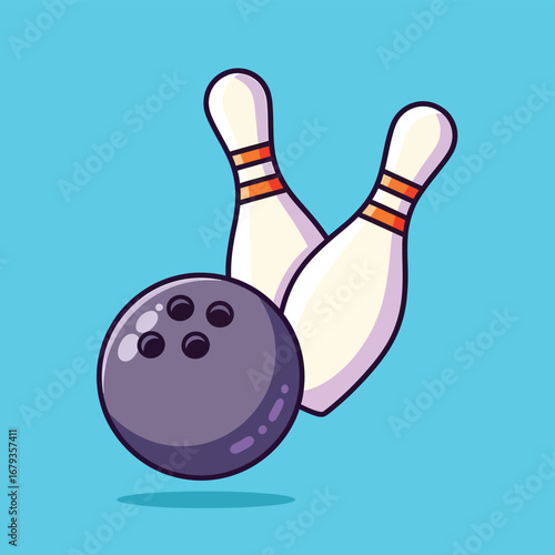 Dynamic bowling ball strikes pins for a strike, capturing sports excitement