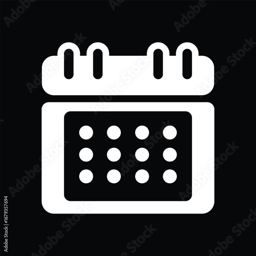 Black and White Calendar Icon Vector