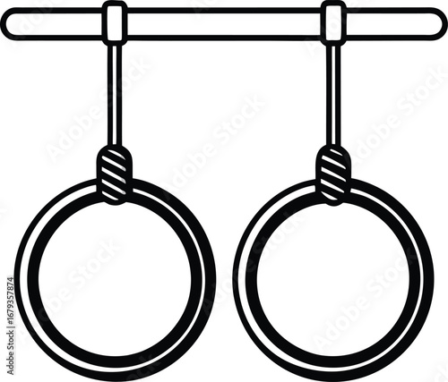 Vintage gymnastic rings sketch timeless fitness equipment illustration