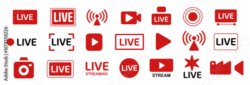 live streaming video icon set