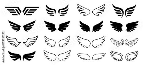 angel wings icon set collection