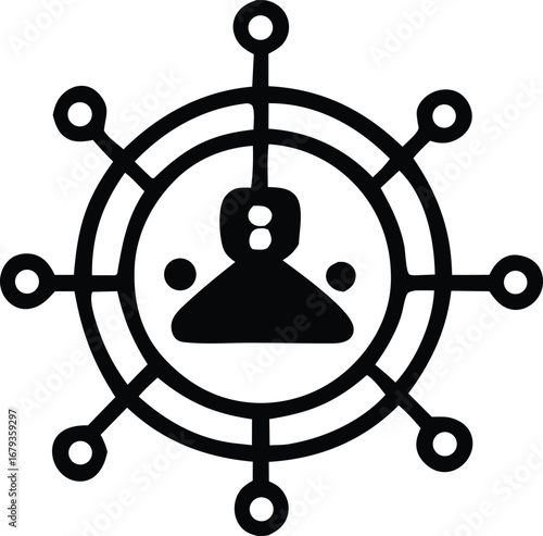 Abstract networked person icon represents connection and social interaction in a digital world