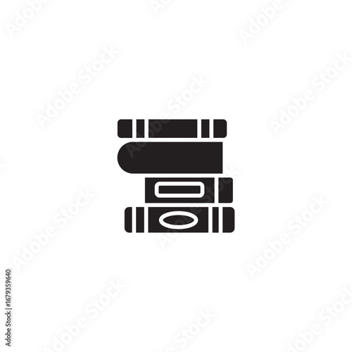 Stack of books black silhouette education and knowledge icon illustration
