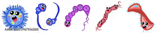 Cartoon Pathogen and Virus PNG Clipart for School Science Projects