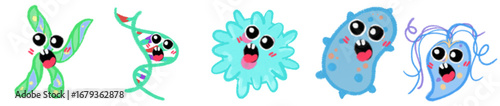 Cartoon Pathogen and Virus PNG Clipart for School Science Projects