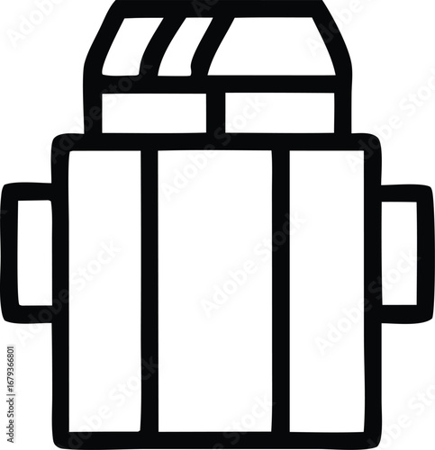 Classic thermos flask icon for hot and cold beverages portable insulated container line art symbol
