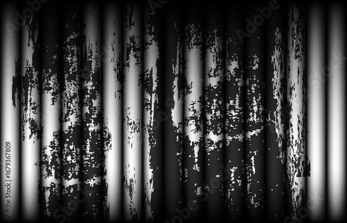 Abstract grunge texture in black and white, featuring distressed metal scratches, rough surface, and high contrast noise effect. Perfect for backgrounds, overlays, and digital design projects.