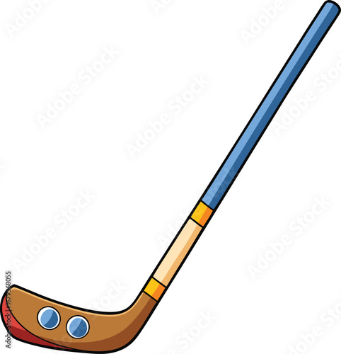 Make a vector illustration of a field hockey stick silhouette on a white backdrop
