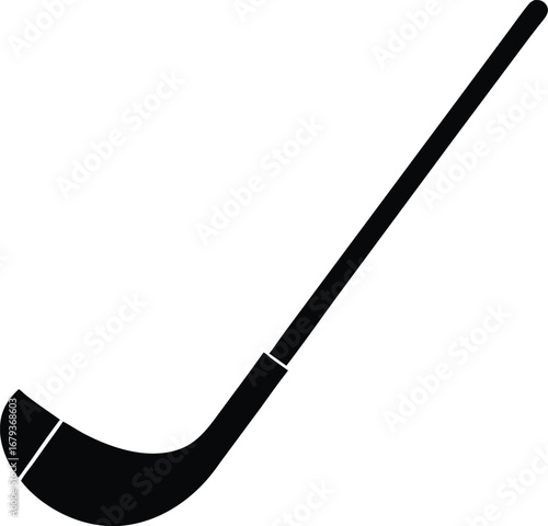 Make a vector illustration of a field hockey stick silhouette on a white backdrop