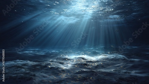 Wallpaper Mural Sunbeams pierce deep ocean floor, illuminating dark seabed Torontodigital.ca