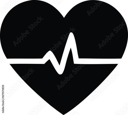 Symbolic black heartbeat graphic representing health wellness cardiology and life