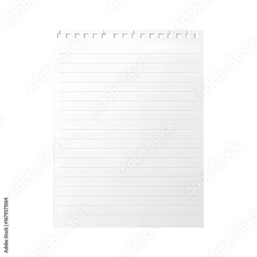 A pristine, lined sheet of paper with a torn edge, perfect for jotting down notes, ideas, or plans