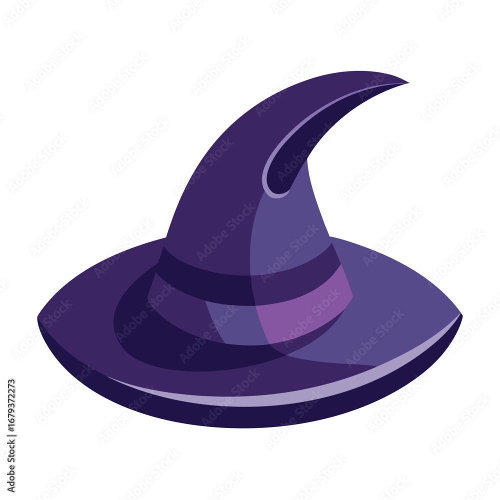 Naklejka premium A silhouette design of a classic witch hat, a spooky and isolated graphic vector ideal for halloween decorations.