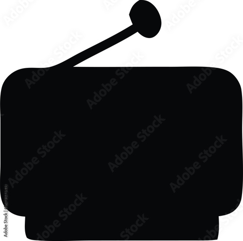 Retro television silhouette icon symbol vintage broadcast antenna screen old technology entertainment media communication