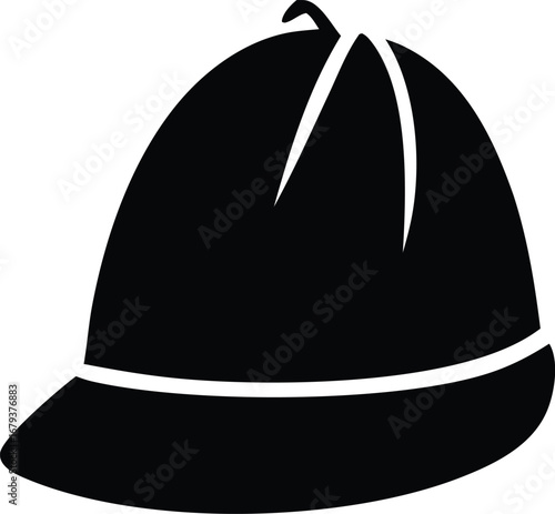 Classic black bowler hat silhouette symbol icon for detective sherlock holmes victorian era fashion and style