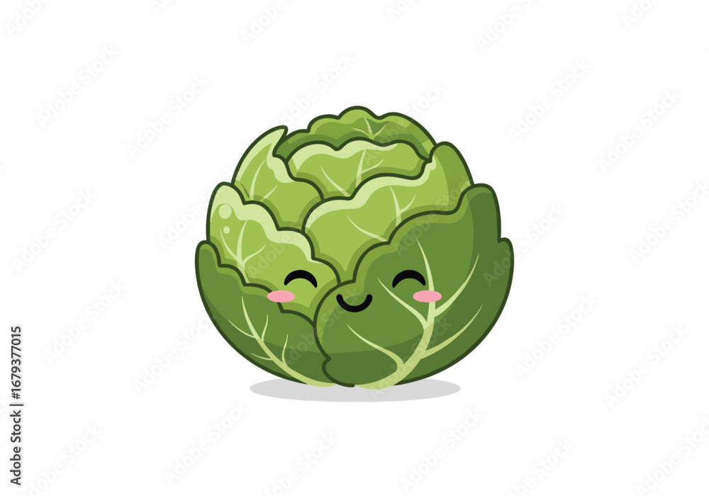 Fototapeta premium Adorable pixel art cabbage character with a happy face and cute cheeks