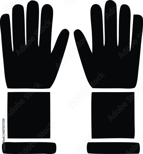 Pair of black latex gloves for medical cleaning and industrial work safety and protection clean hygiene handwear