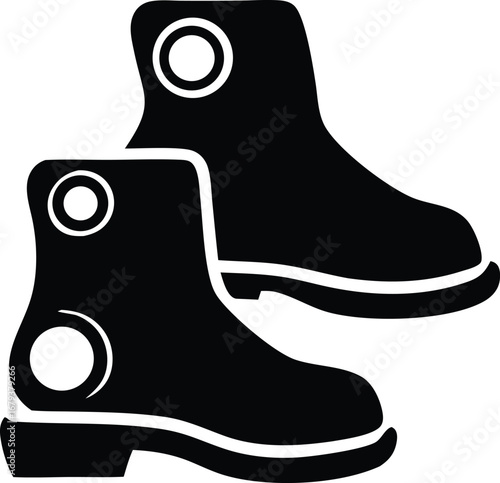 Stylish black ankle boots pair graphic simple footwear fashion icon modern shoe design for fashion apparel and accessories