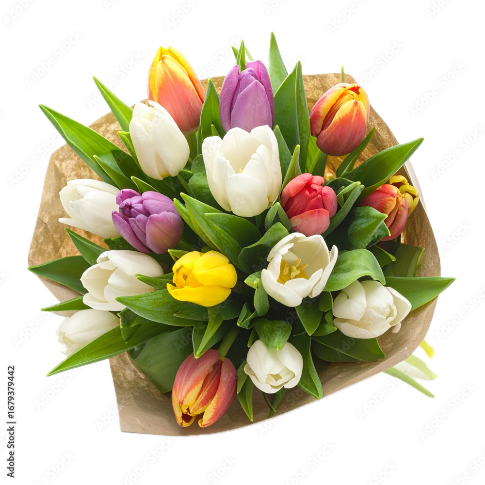 Fototapeta premium bouquet of tulips isolated on white