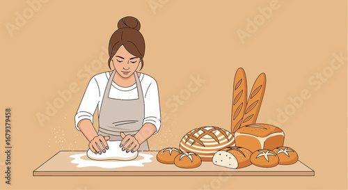 Woman At Work: Baking Fresh Bread, Loaves, And Artisan Baked Goods