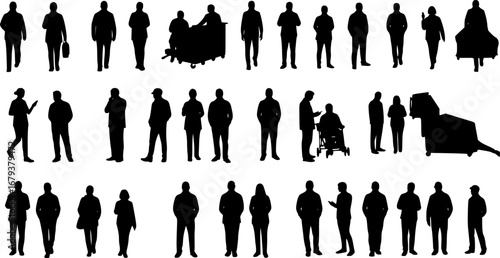 Silhouettes of people for digital model of architecture and urbanism Vector illustration
