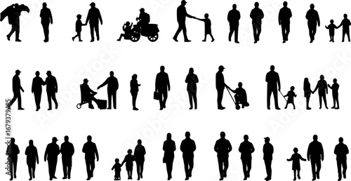 Silhouettes of people for digital model of architecture and urbanism Vector illustration
