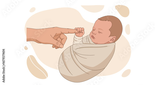 Touching Baby's Finger With Care, Depicting Bonding, Love and A New Life Beginning