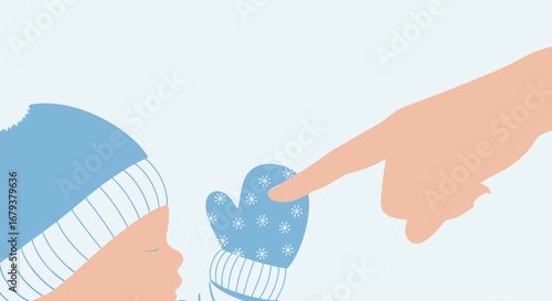 Touch Of Winter: Tender Interaction Depicting Parent-Child Connection And Warmth