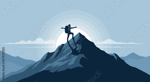 Triumphant Climber Reaches Summit, Experiencing Freedom and Inspiring New Horizons