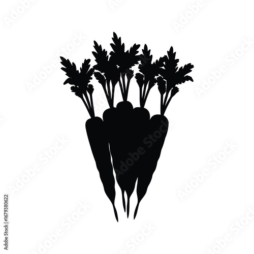Silhouette of a Freshly Harvested Bunch of Carrots Ready for Consumption, carrot bunch silhouette vector illustration