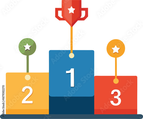 Colorful Winner Podium Illustration