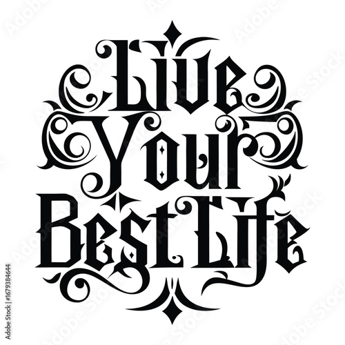 Bold and uplifting, "Live Your Best Life" typography inspires confidence and positivity, featuring vibrant, modern lettering that motivates you to embrace every moment.
