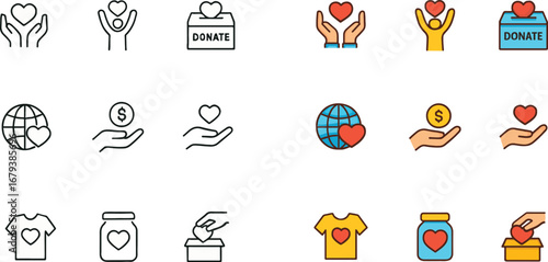 Minimalist Colorful Charity and Donation Icon