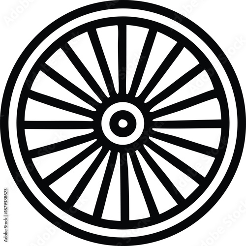 Symbolic chakra wheel design representing dharma and the buddhist path of enlightenment and balance
