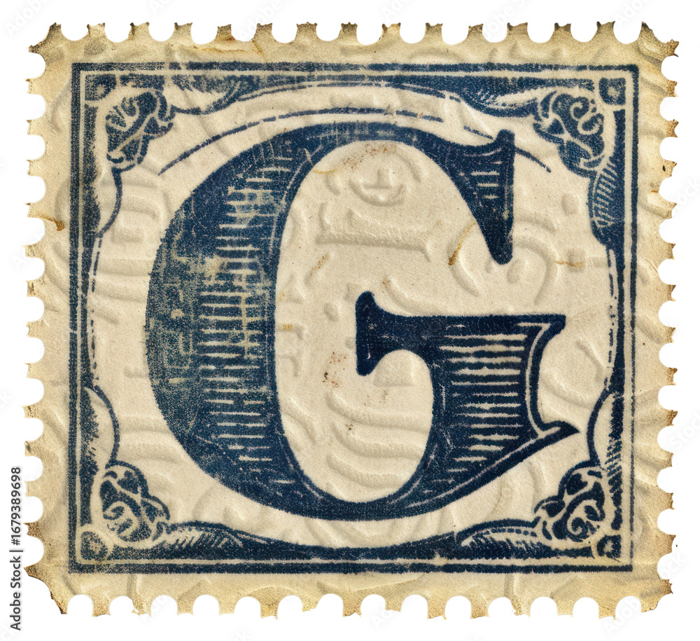 Obraz premium PNG Stamp with alphabet G font art currency.