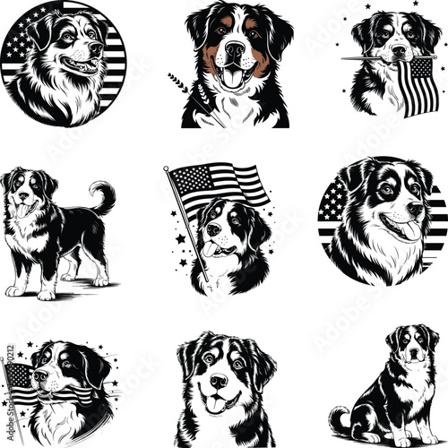 Bernese Mountain Dog SVG, Dog Lover Clipart, Pet Lover SVG
